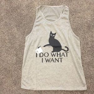 Cat & Coffee gray tank top